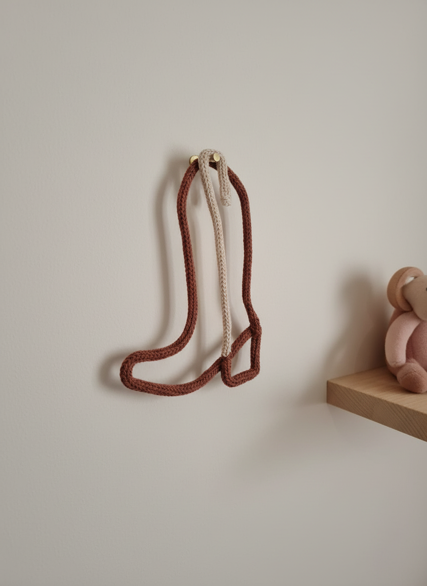Cowboy/girl boot hanging on wall