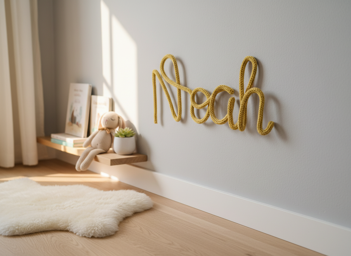 Personalised Name Wire Art in Nursery Setting